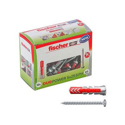 fischer DuoPower 5x25 S PH 2K 535462 Dübel mit Schrauben Ø 5 mm x 25 mm, 50 St. fischer DuoPower 5x25 S PH 2K 535462 Dübel mit Schrauben Ø 5 mm x 25 mm, 50 St.