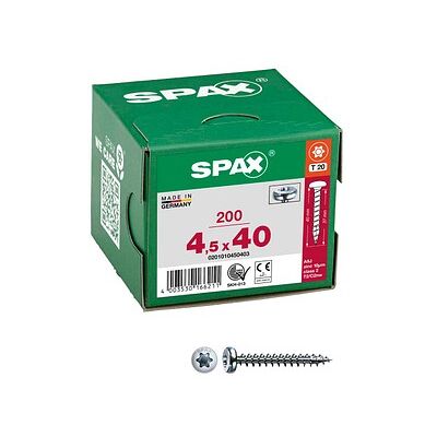 SPAX® Universalschrauben T20 Halbrundkopf WIROX 0201010450403 4,5 mm x 40 mm, 200 St. SPAX® Universalschrauben T20 Halbrundkopf WIROX 0201010450403 4,5 mm x 40 mm, 200 St.