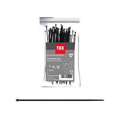 TOX Kabelbinder Clip schwarz 300,0 mm x 7,6 mm, 100 St. TOX Kabelbinder Clip schwarz 300,0 mm x 7,6 mm, 100 St.