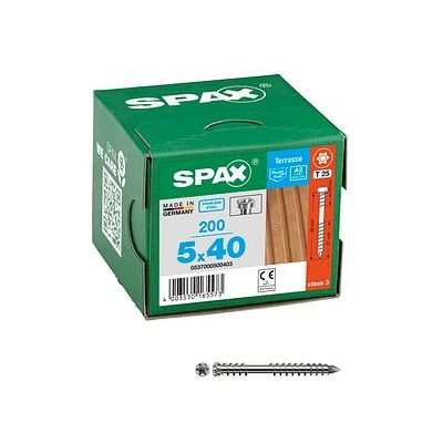 SPAX® Terrassenschrauben T25 Zylinderkopf Edelstahl A2 0537000500403 5 mm x 40 mm, 200 St. SPAX® Terrassenschrauben T25 Zylinderkopf Edelstahl A2 0537000500403 5 mm x 40 mm, 200 St.