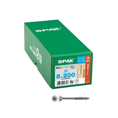 SPAX® Universalschrauben T40 Senkkopf Edelstahl A2 0197000802005 8 mm x 200 mm, 50 St. SPAX® Universalschrauben T40 Senkkopf Edelstahl A2 0197000802005 8 mm x 200 mm, 50 St.