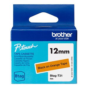 brother Schriftband Btag BTAGT31, 12 mm, schwarz auf orange, 1 St. brother Schriftband Btag BTAGT31, 12 mm, schwarz auf orange, 1 St.
