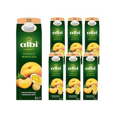 albi® Fruchtnektar Maracuja, Pfirsich 6x 1,0 l albi® Fruchtnektar Maracuja, Pfirsich 6x 1,0 l