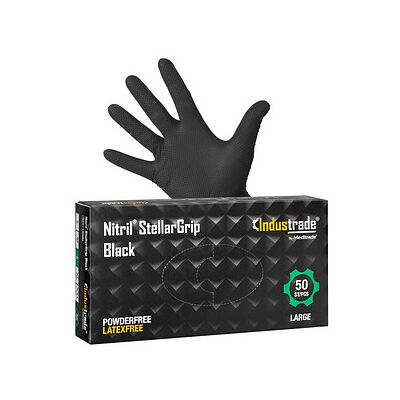 Industrade® unisex Einmalhandschuhe Nitril® StellarGrip Black schwarz Größe M, 50 St. Industrade® unisex Einmalhandschuhe Nitril® StellarGrip Black schwarz Größe M, 50 St.