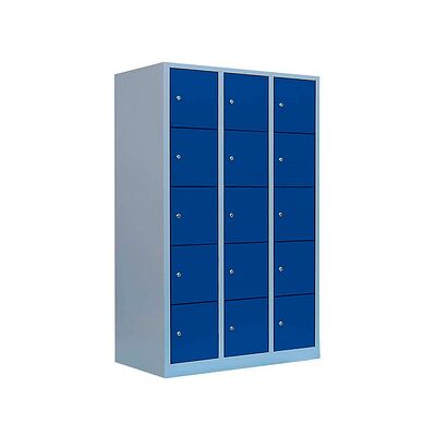 LÜLLMANN Schließfachschrank enzianblau, lichtgrau 523931, 15 Schließfächer 118,5 x 50,0 x 190,0 cm LÜLLMANN Schließfachschrank enzianblau, lichtgrau 523931, 15 Schließfächer 118,5 x 50,0 x 190,0 cm