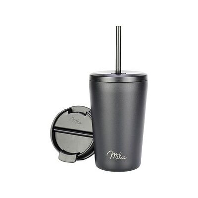 Milu Isolierbecher Schwarz 0,4 l - Reisetasse Milu Isolierbecher Schwarz 0,4 l - Reisetasse