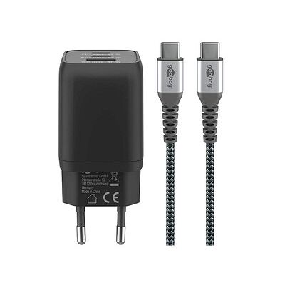 goobay Ladekabel mit Adapter schwarz, Kabellänge: 1,0 m, 65 Watt goobay Ladekabel mit Adapter schwarz, Kabellänge: 1,0 m, 65 Watt
