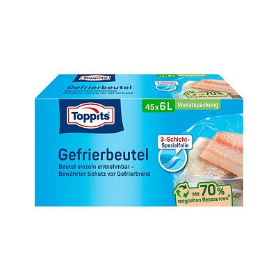 Toppits Gefrierbeutel 6,0 l, 45 St. Toppits Gefrierbeutel 6,0 l, 45 St.