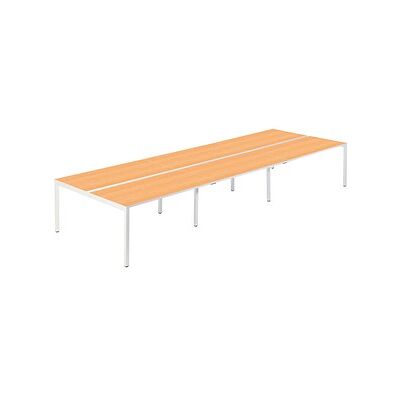 Kaiserkraft Bürotisch für 6 - Weiß / Buchen - 480x166 cm Kaiserkraft Bürotisch für 6 - Weiß / Buchen - 480x166 cm