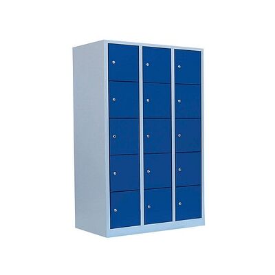 LÜLLMANN Schließfachschrank lichtgrau, enzianblau 523531, 15 Schließfächer 118,5 x 50,0 x 180,0 cm LÜLLMANN Schließfachschrank lichtgrau, enzianblau 523531, 15 Schließfächer 118,5 x 50,0 x 180,0 cm