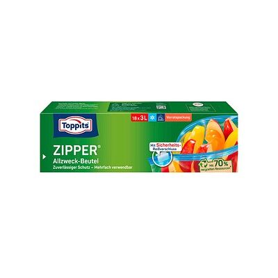 Toppits Gefrierbeutel ZIPPER 3,0 l, 18 St. Toppits Gefrierbeutel ZIPPER 3,0 l, 18 St.