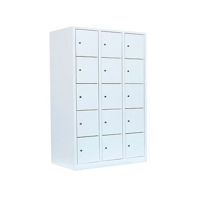 LÜLLMANN Schließfachschrank signalweiß 523537, 15 Schließfächer 118,5 x 50,0 x 180,0 cm LÜLLMANN Schließfachschrank signalweiß 523537, 15 Schließfächer 118,5 x 50,0 x 180,0 cm