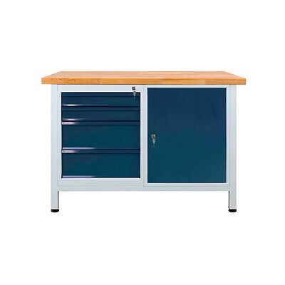 ADB Werkbank - 120x60x84 cm, 4 Schubladen, Buchenplatte ADB Werkbank - 120x60x84 cm, 4 Schubladen, Buchenplatte