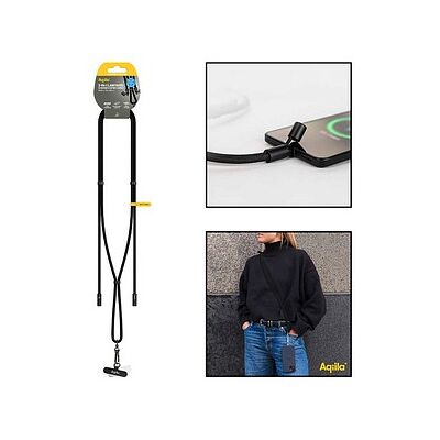 Aqiila® LANYARD Handykette Ladekabel schwarz, Kabellänge: 0,3 - 1,5 m, 60 Watt Aqiila® LANYARD Handykette Ladekabel schwarz, Kabellänge: 0,3 - 1,5 m, 60 Watt