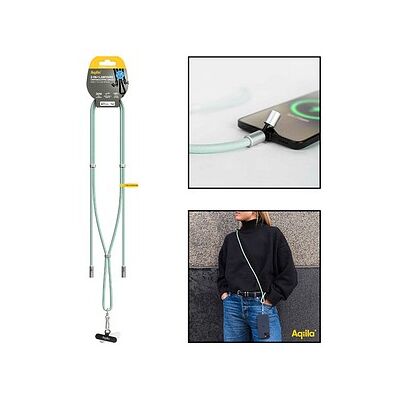 Aqiila® LANYARD Handykette Ladekabel grün, Kabellänge: 0,3 - 1,5 m, 30 Watt Aqiila® LANYARD Handykette Ladekabel grün, Kabellänge: 0,3 - 1,5 m, 30 Watt