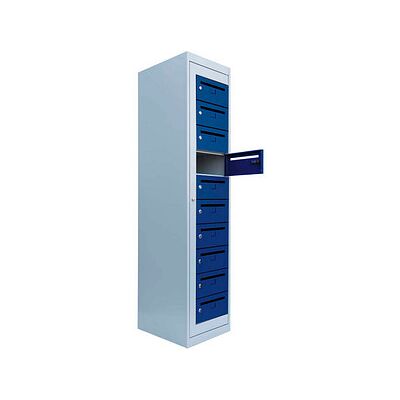 LÜLLMANN Schließfachschrank enzianblau, lichtgrau 526411, 10 Schließfächer 40,0 x 50,0 x 180,0 cm LÜLLMANN Schließfachschrank enzianblau, lichtgrau 526411, 10 Schließfächer 40,0 x 50,0 x 180,0 cm