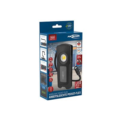 ANSMANN WL1500R Pocket Flex LED Handleuchte schwarz 17,1 cm, Lichtfarbe Hauptlicht 6000K und Zusatzlicht, 1 St. ANSMANN WL1500R Pocket Flex LED Handleuchte schwarz 17,1 cm, Lichtfarbe Hauptlicht 6000K und Zusatzlicht, 1 St.