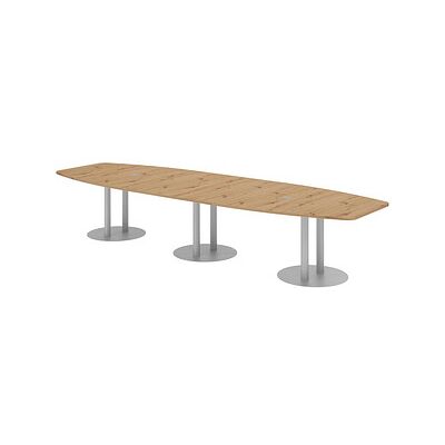 HAMMERBACHER Konferenztisch KT40S asteiche Tonnenform, Rundrohr silber, 400,0 x 85,0 - 130,0 x 74,0 cm HAMMERBACHER Konferenztisch KT40S asteiche Tonnenform, Rundrohr silber, 400,0 x 85,0 - 130,0 x 74,0 cm