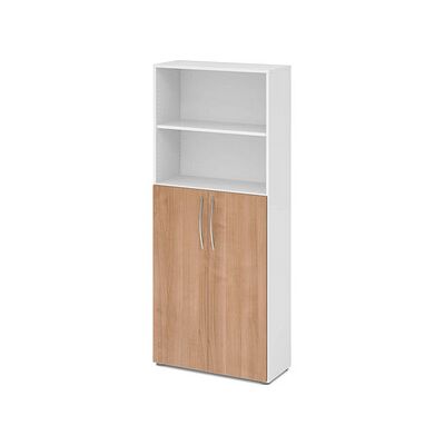HAMMERBACHER Weiß Nussbaum Regalschrank - 80x35x188 cm HAMMERBACHER Weiß Nussbaum Regalschrank - 80x35x188 cm