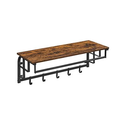 VASAGLE Wandgarderobe braun Holz 5 Haken 80,0 x 27,0 cm, 1 St. VASAGLE Wandgarderobe braun Holz 5 Haken 80,0 x 27,0 cm, 1 St.