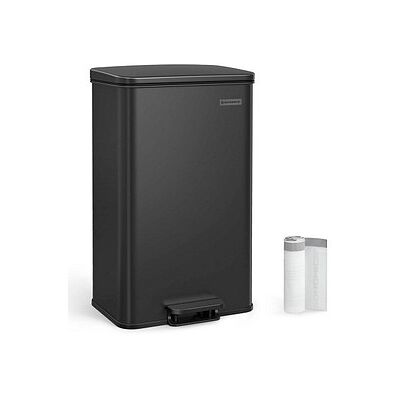 SONGMICS Mülleimer - 40L Stahl, Schwarz, Fußpedal SONGMICS Mülleimer - 40L Stahl, Schwarz, Fußpedal