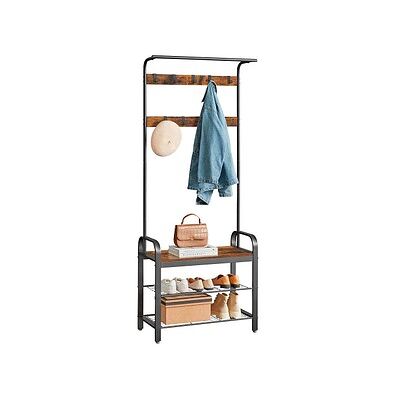 VASAGLE Garderobenbank mit Haken und Schuhrost HSR40B braun Holz 72,0 cm VASAGLE Garderobenbank mit Haken und Schuhrost HSR40B braun Holz 72,0 cm
