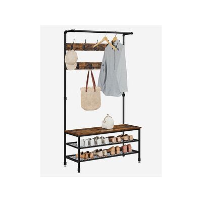 VASAGLE Garderobenbank mit Haken und Schuhrost HSR47BX braun Holz 100,0 cm VASAGLE Garderobenbank mit Haken und Schuhrost HSR47BX braun Holz 100,0 cm