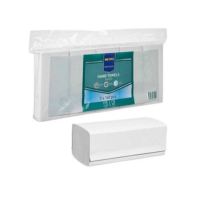 METRO PROFESSIONAL Papierhandtücher 203532 Zick-Zack-Falzung 2-lagig 5x 160 Tücher METRO PROFESSIONAL Papierhandtücher 203532 Zick-Zack-Falzung 2-lagig 5x 160 Tücher