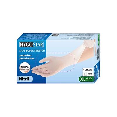 HYGOSTAR unisex Einmalhandschuhe SAFE SUPER STRETCH weiß Größe XL, 100 St. HYGOSTAR unisex Einmalhandschuhe SAFE SUPER STRETCH weiß Größe XL, 100 St.