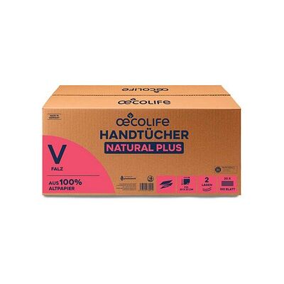 oecolife Papierhandtücher 4802200 NATURAL PLUS Zick-Zack-Falzung 2-lagig 3.000 Tücher oecolife Papierhandtücher 4802200 NATURAL PLUS Zick-Zack-Falzung 2-lagig 3.000 Tücher