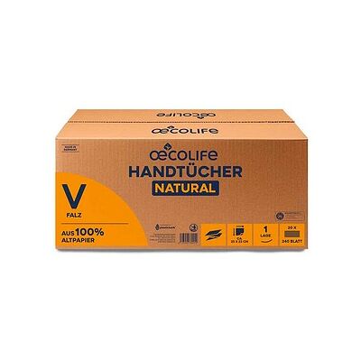 oecolife Papierhandtücher 4801200 NATURAL Zick-Zack-Falzung 1-lagig 4.800 Tücher oecolife Papierhandtücher 4801200 NATURAL Zick-Zack-Falzung 1-lagig 4.800 Tücher