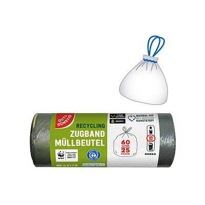 GUT&GÜNSTIG Müllbeutel RECYCLING 60,0 l schwarz, 25 St. GUT&GÜNSTIG Müllbeutel RECYCLING 60,0 l schwarz, 25 St.
