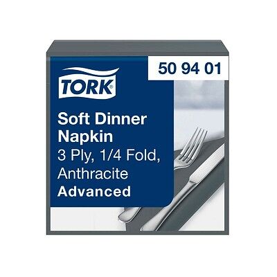 TORK Servietten Soft Dinner Advanced anthrazit 3-lagig 39,0 x 39,5 cm, 100 St. TORK Servietten Soft Dinner Advanced anthrazit 3-lagig 39,0 x 39,5 cm, 100 St.