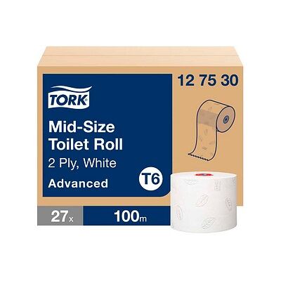 TORK Toilettenpapier Midi T6 Advanced 2-lagig Recyclingpapier, 27 Rollen TORK Toilettenpapier Midi T6 Advanced 2-lagig Recyclingpapier, 27 Rollen