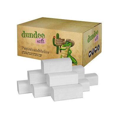 dundee Papierhandtücher Zick-Zack-Falzung 2-lagig 3.200 Tücher dundee Papierhandtücher Zick-Zack-Falzung 2-lagig 3.200 Tücher