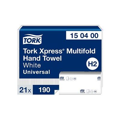 TORK Papierhandtücher 150400 Xpress® H2 Universal Interfold-Falzung 2-lagig 3.990 Tücher TORK Papierhandtücher 150400 Xpress® H2 Universal Interfold-Falzung 2-lagig 3.990 Tücher