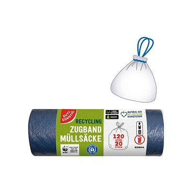GUT&GÜNSTIG Müllbeutel RECYCLING 120,0 l blau, 20 St. GUT&GÜNSTIG Müllbeutel RECYCLING 120,0 l blau, 20 St.