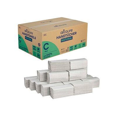 oecolife Papierhandtücher 4901201 NATURAL Lagen-Falzung 1-lagig 2.400 Tücher oecolife Papierhandtücher 4901201 NATURAL Lagen-Falzung 1-lagig 2.400 Tücher