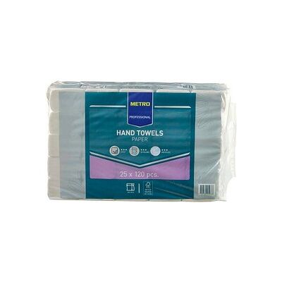 METRO PROFESSIONAL Papierhandtücher 278373 Interfold-Falzung 2-lagig 25x 120 Tücher METRO PROFESSIONAL Papierhandtücher 278373 Interfold-Falzung 2-lagig 25x 120 Tücher