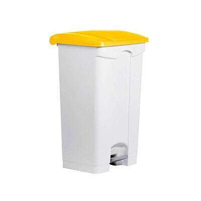 helit Pedal-Mülleimer - 90L Weiß mit Gelbdeckel helit Pedal-Mülleimer - 90L Weiß mit Gelbdeckel