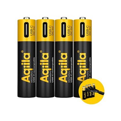 Aqiila® USB-Akkus mit Ladekabel USB-C Li-Ion Mignon AA 600 mAh, 4 St. Aqiila® USB-Akkus mit Ladekabel USB-C Li-Ion Mignon AA 600 mAh, 4 St.
