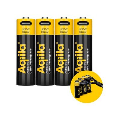 Aqiila® USB-Akkus mit Ladekabel USB-C Li-Ion Mignon AA 2.000 mAh, 4 St. Aqiila® USB-Akkus mit Ladekabel USB-C Li-Ion Mignon AA 2.000 mAh, 4 St.