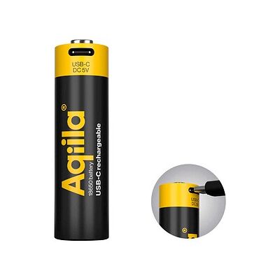 Aqiila® USB-Akku mit Ladekabel USB-C Li-Ion 18650 2.000 mAh, 1 St. Aqiila® USB-Akku mit Ladekabel USB-C Li-Ion 18650 2.000 mAh, 1 St.