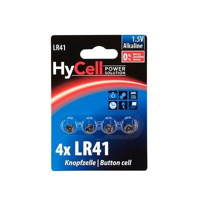 HyCell Knopfzellen LR41 Alkali-Mangan 1,5 V, 4 St. HyCell Knopfzellen LR41 Alkali-Mangan 1,5 V, 4 St.
