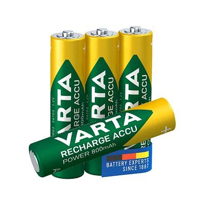 VARTA Akkus RECHARGE ACCU Power Ni-MH Micro AAA 800 mAh, 4 St. VARTA Akkus RECHARGE ACCU Power Ni-MH Micro AAA 800 mAh, 4 St.