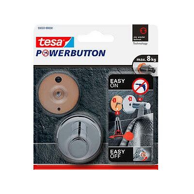 tesa Handtuchhaken Powerbutton Universal Large chrom, 1 St. tesa Handtuchhaken Powerbutton Universal Large chrom, 1 St.