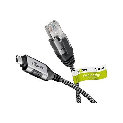 goobay USB-C 3.1/RJ45 Kabel 1,0 m silber, schwarz, 1 St. goobay USB-C 3.1/RJ45 Kabel 1,0 m silber, schwarz, 1 St.