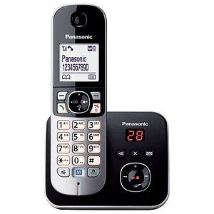 Panasonic KX-TG6821 Schnurloses Telefon mit Anrufbeantworter schwarz schwarz
