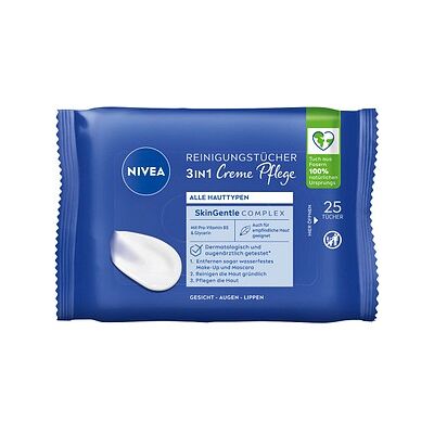 NIVEA Feuchttücher 3IN1 Creme Pflege weiß, 25 Tücher NIVEA Feuchttücher 3IN1 Creme Pflege weiß, 25 Tücher