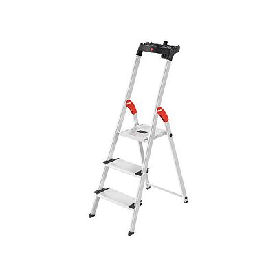 Hailo Stehleiter einseitig L80 ComfortLine silber 3 Stufen, H: 138,0 cm Hailo Stehleiter einseitig L80 ComfortLine silber 3 Stufen, H: 138,0 cm
